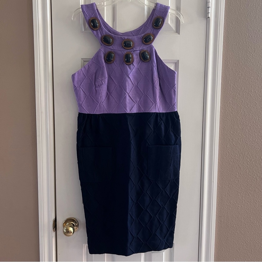 Elegant Purple and Black Sleeveless Dress